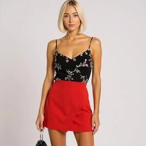 Alice + Olivia Shaylee Bright Poppy Red Mini Skirt 6